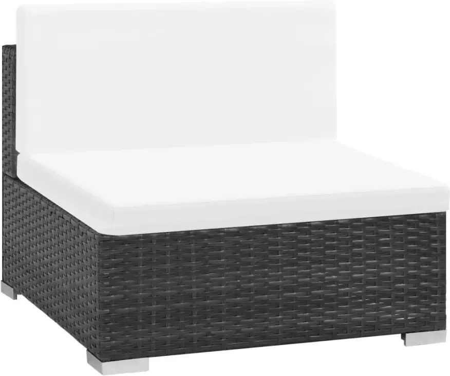 VIDAXL 7-delige Loungeset met kussens poly rattan zwart