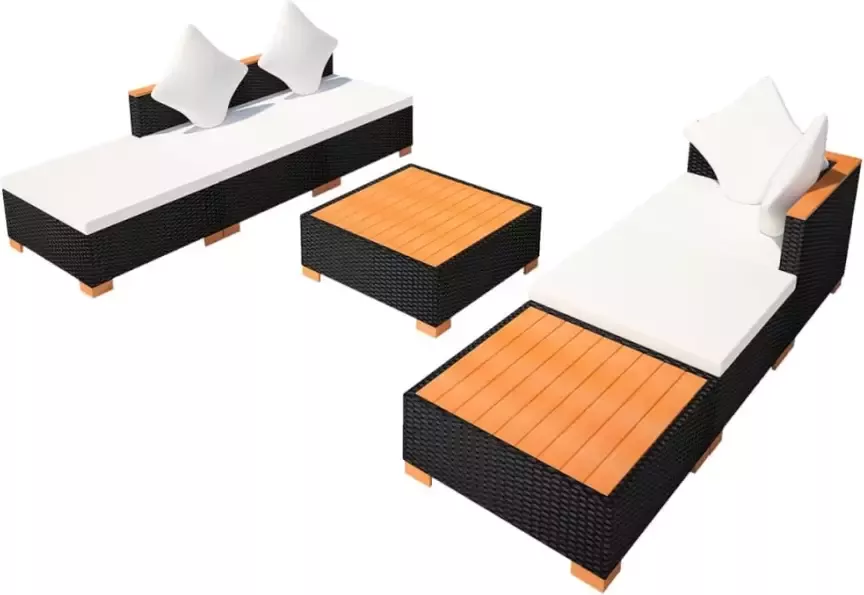 VIDAXL 7-delige Loungeset met kussens poly rattan zwart