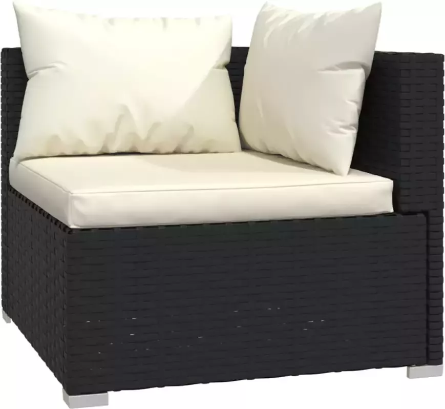 VidaXL 7-delige Loungeset met kussens poly rattan zwart