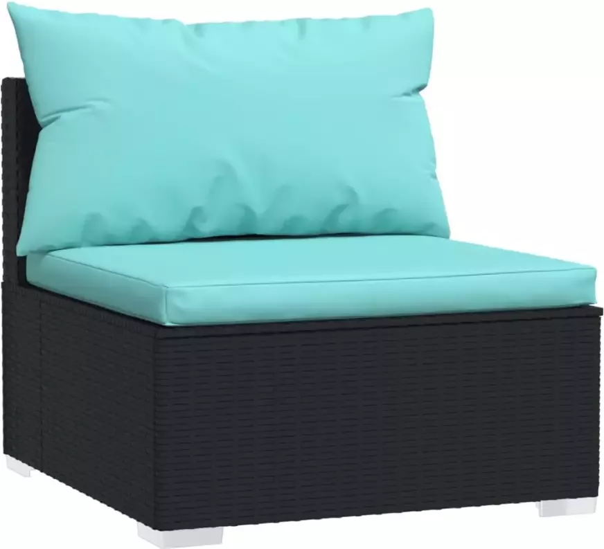 VidaXL 7-delige Loungeset met kussens poly rattan zwart