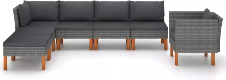 VidaXL 7-delige Loungeset poly rattan en eucalyptushout grijs - Foto 3