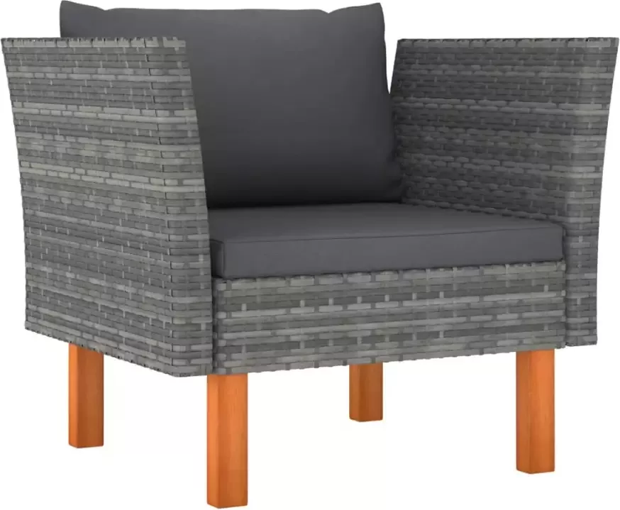 VidaXL 7-delige Loungeset poly rattan en eucalyptushout grijs