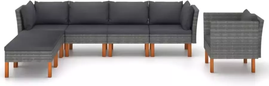 VidaXL 7-delige Loungeset poly rattan en eucalyptushout grijs - Foto 3