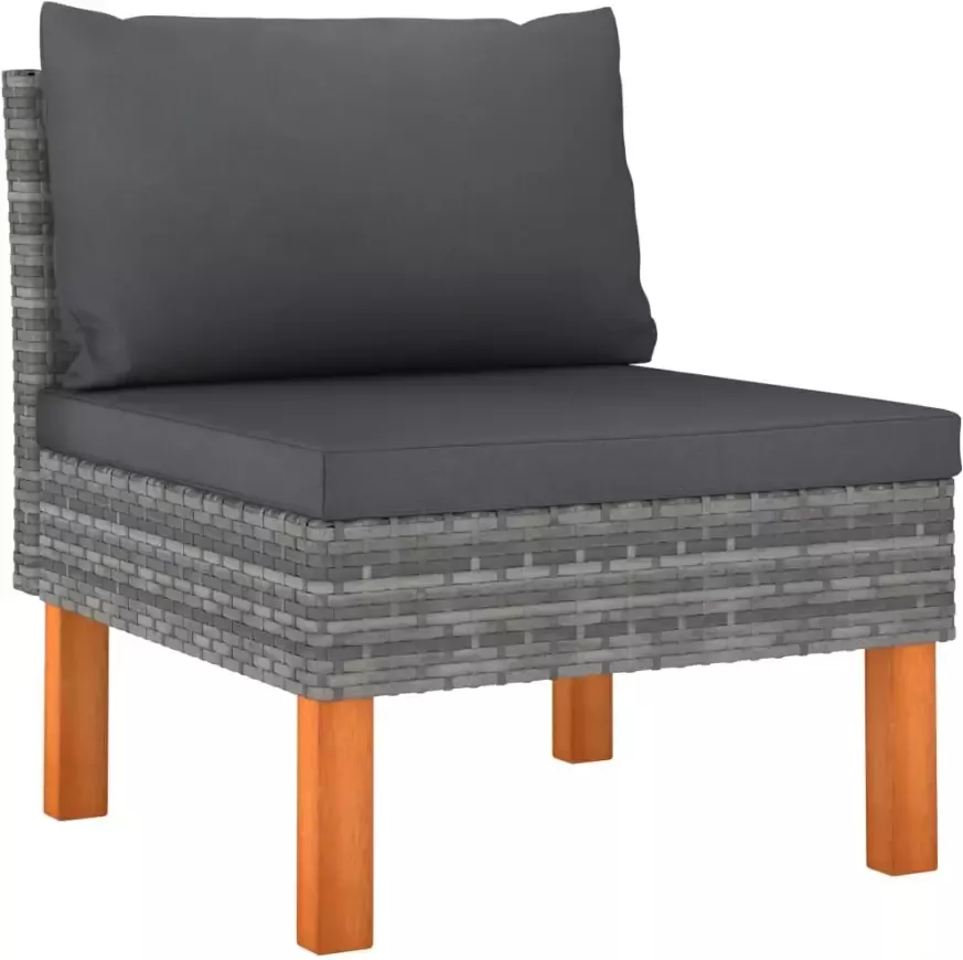 VidaXL 7-delige Loungeset poly rattan en eucalyptushout grijs