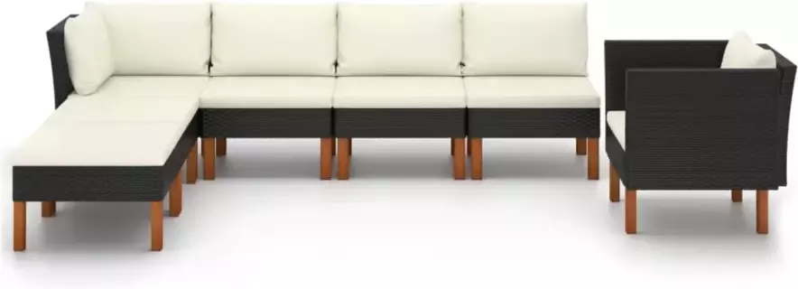 VidaXL 7-delige Loungeset poly rattan en eucalyptushout zwart - Foto 3