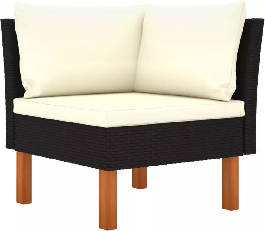 VidaXL 7-delige Loungeset poly rattan en eucalyptushout zwart - Foto 2