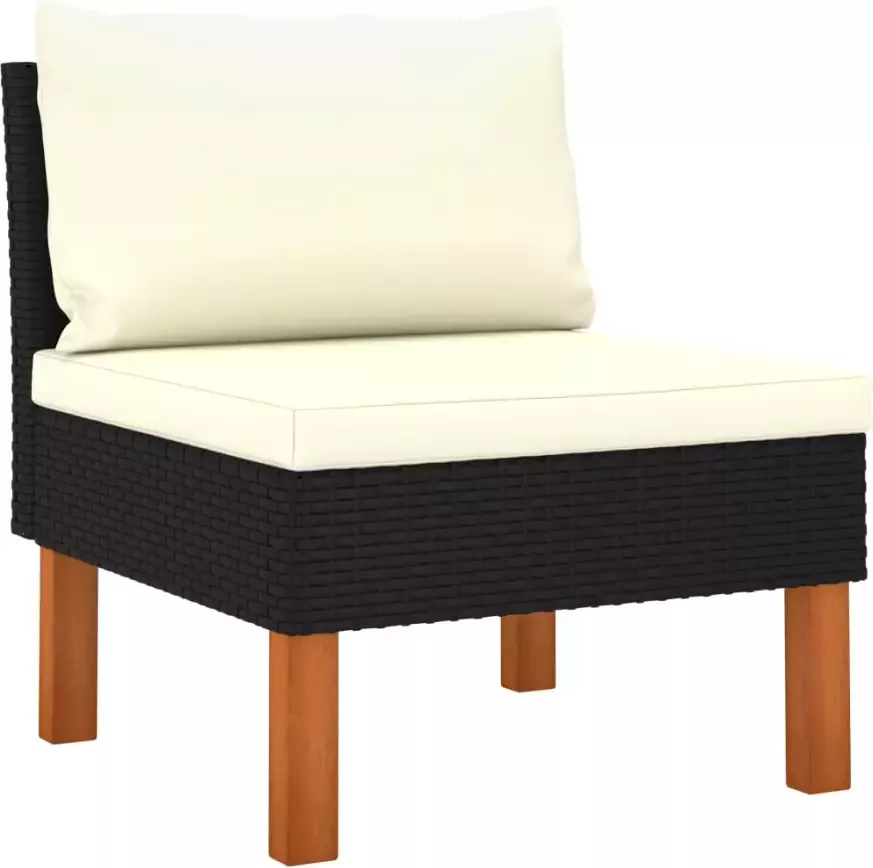 VidaXL 7-delige Loungeset poly rattan en eucalyptushout zwart