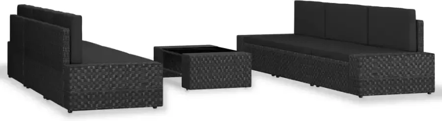 VidaXL 7-delige Loungeset poly rattan zwart - Foto 3