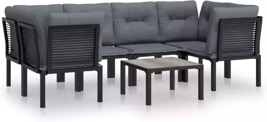 VIDAXL 7-delige Loungeset poly rattan zwart en grijs - Foto 2