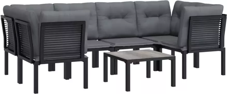 VIDAXL 7-delige Loungeset poly rattan zwart en grijs - Foto 3