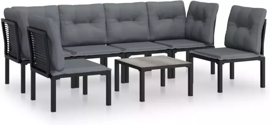 VIDAXL 7-delige Loungeset poly rattan zwart en grijs - Foto 2