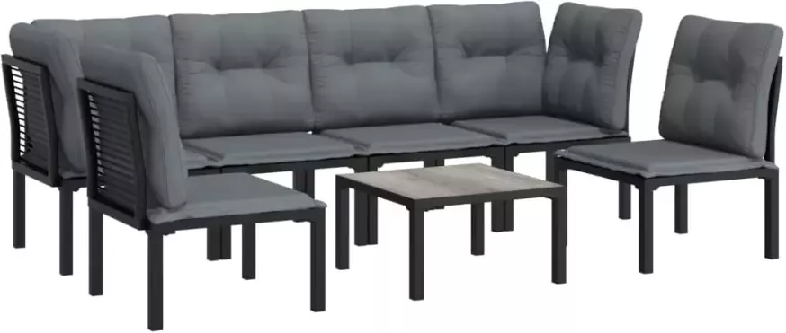 VIDAXL 7-delige Loungeset poly rattan zwart en grijs - Foto 3