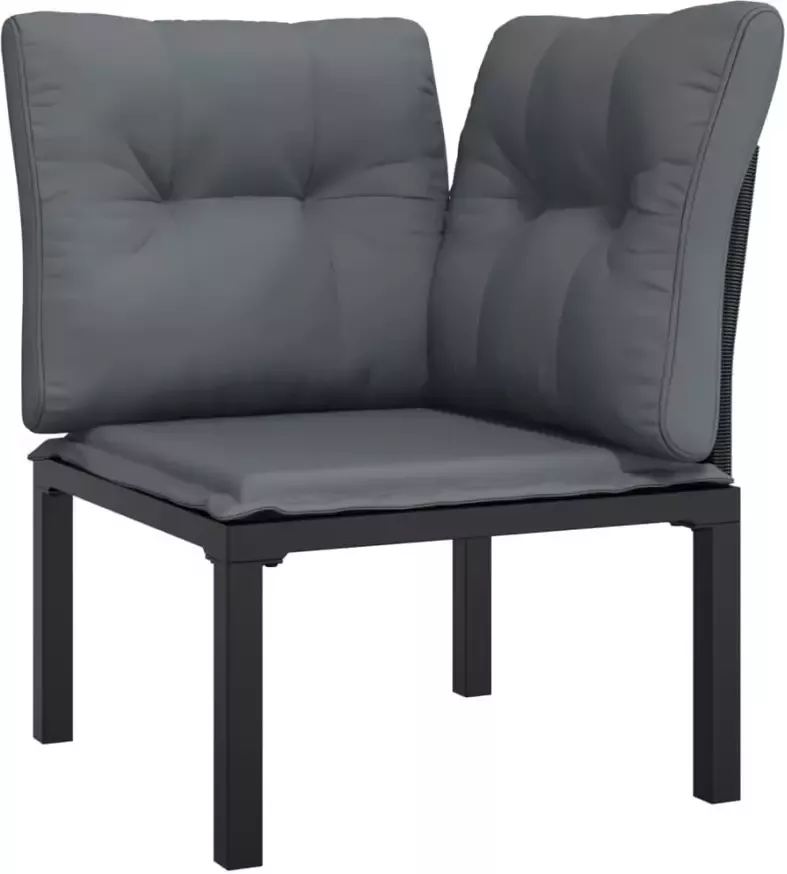 VIDAXL 7-delige Loungeset poly rattan zwart en grijs