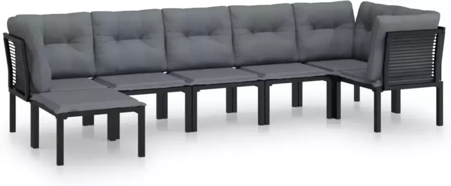 VIDAXL 7-delige Loungeset poly rattan zwart en grijs - Foto 2