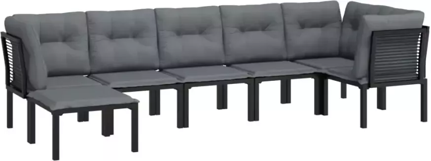 VIDAXL 7-delige Loungeset poly rattan zwart en grijs - Foto 3