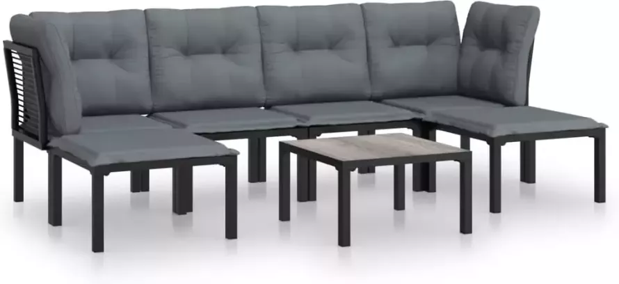 VIDAXL 7-delige Loungeset poly rattan zwart en grijs - Foto 2