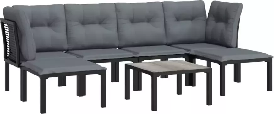 VIDAXL 7-delige Loungeset poly rattan zwart en grijs - Foto 3