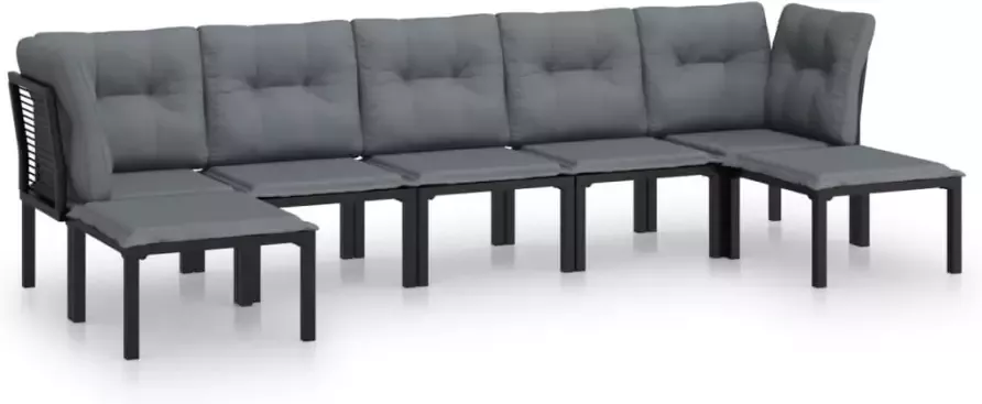 VIDAXL 7-delige Loungeset poly rattan zwart en grijs - Foto 2