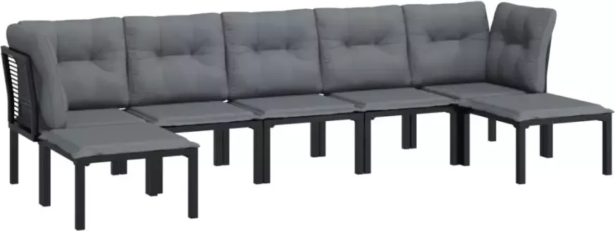VIDAXL 7-delige Loungeset poly rattan zwart en grijs - Foto 3
