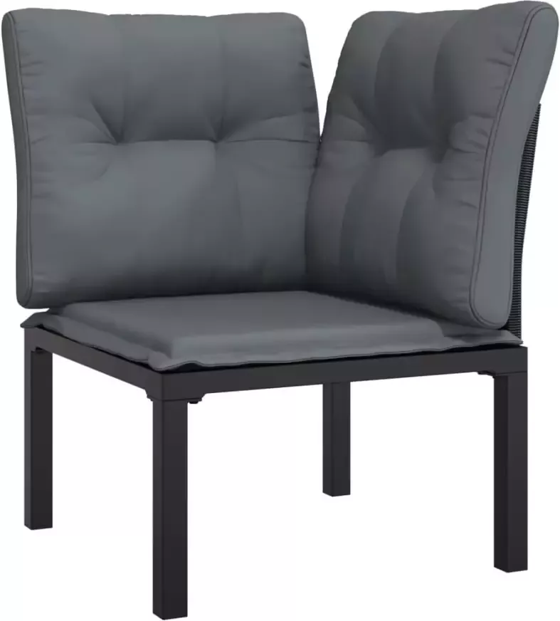 VIDAXL 7-delige Loungeset poly rattan zwart en grijs