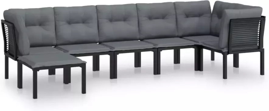 VIDAXL 7-delige Loungeset poly rattan zwart en grijs - Foto 2