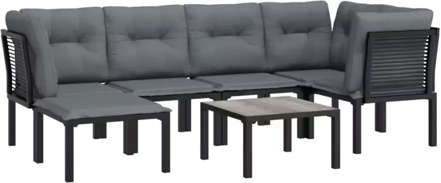 VIDAXL 7-delige Loungeset poly rattan zwart en grijs - Foto 3