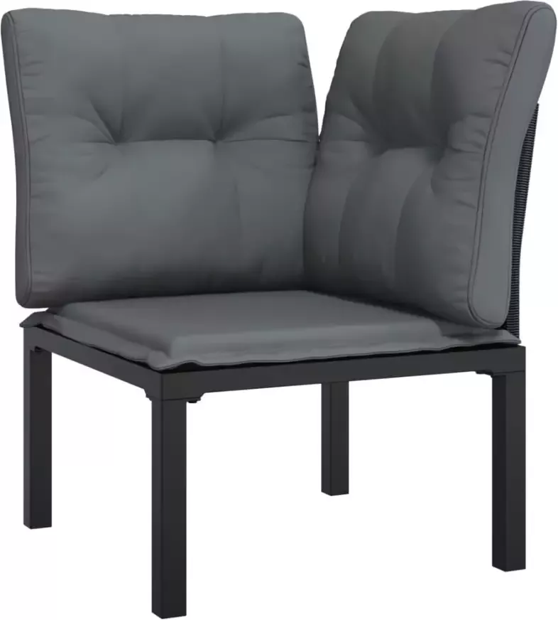 VIDAXL 7-delige Loungeset poly rattan zwart en grijs