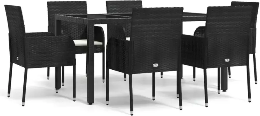 VIDAXL 7-delige Tuinset met kussens poly rattan zwart - Foto 2