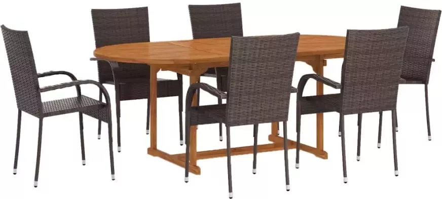 VidaXL 7-delige Tuinset poly rattan bruin - Foto 3