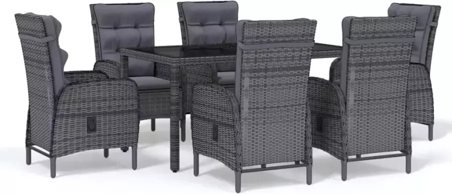 VIDAXL 7-delige Tuinset poly rattan grijs - Foto 3