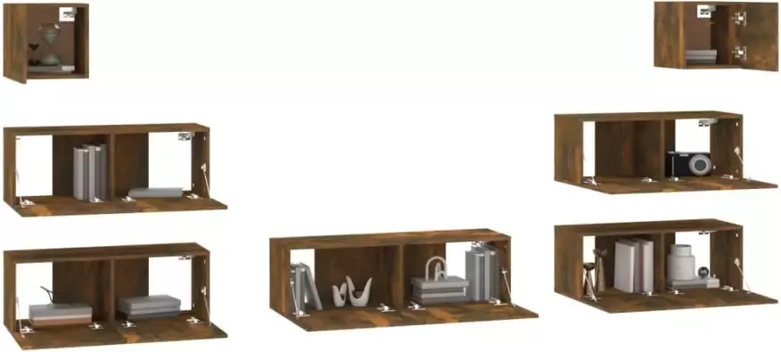 VidaXL -7-delige-Tv-meubelset-bewerkt-hout-gerookt-eikenkleurig - Foto 4