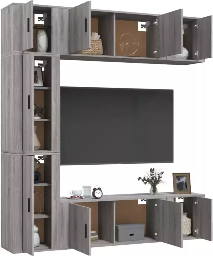 VidaXL -7-delige-Tv-meubelset-bewerkt-hout-grijs-sonoma-eikenkleurig - Foto 4