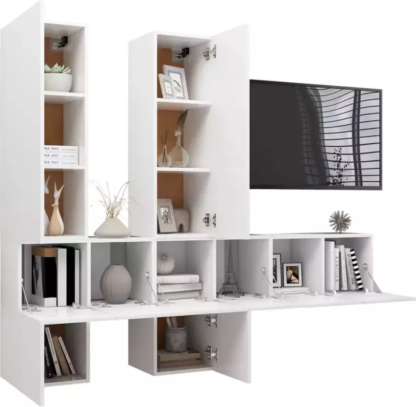 VidaXL 7-delige Tv-meubelset bewerkt hout wit - Foto 4