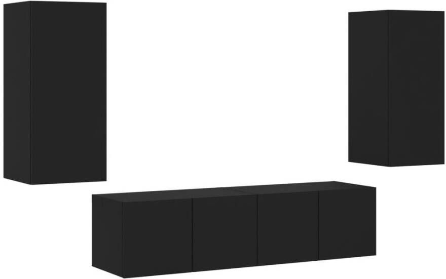 VidaXL -7-delige-tv-wandmeubelset-met-LED-bewerkt-hout-zwart - Foto 3