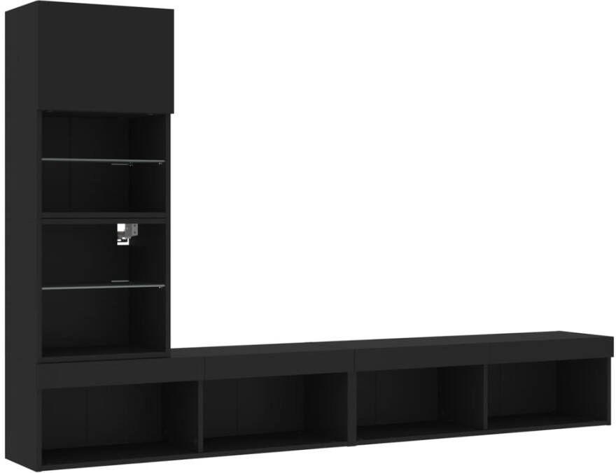VidaXL -7-delige-tv-wandmeubelset-met-LED-bewerkt-hout-zwart - Foto 3