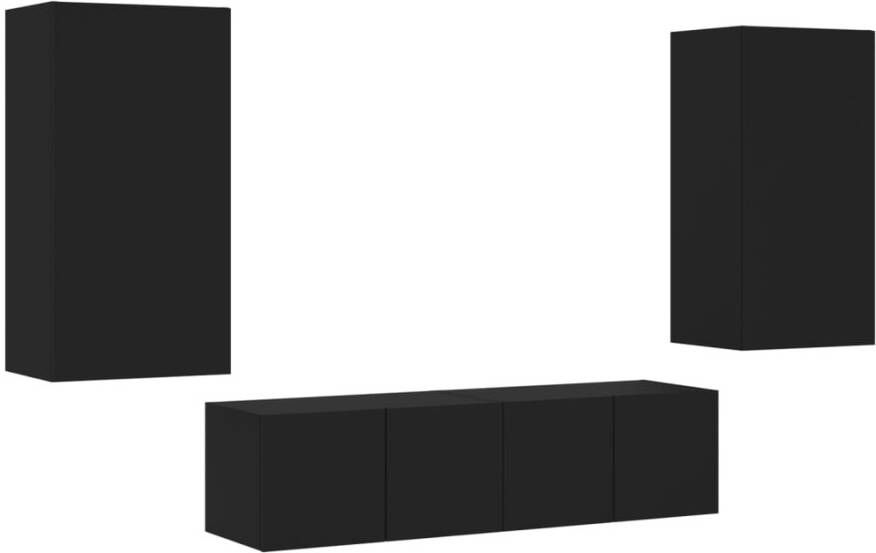 VidaXL -7-delige-tv-wandmeubelset-met-LED-bewerkt-hout-zwart - Foto 3