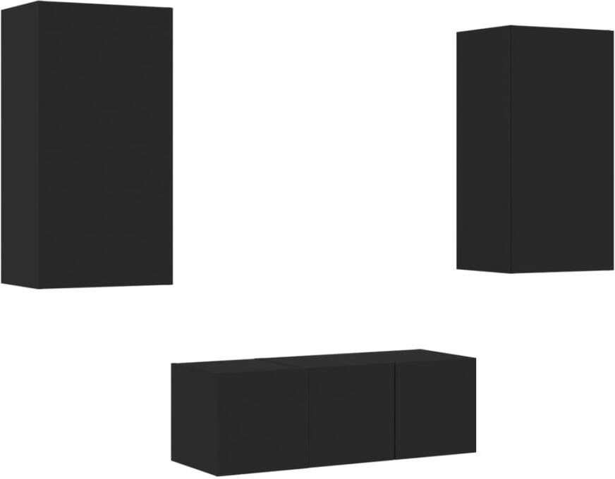 VidaXL -7-delige-tv-wandmeubelset-met-LED-bewerkt-hout-zwart - Foto 3