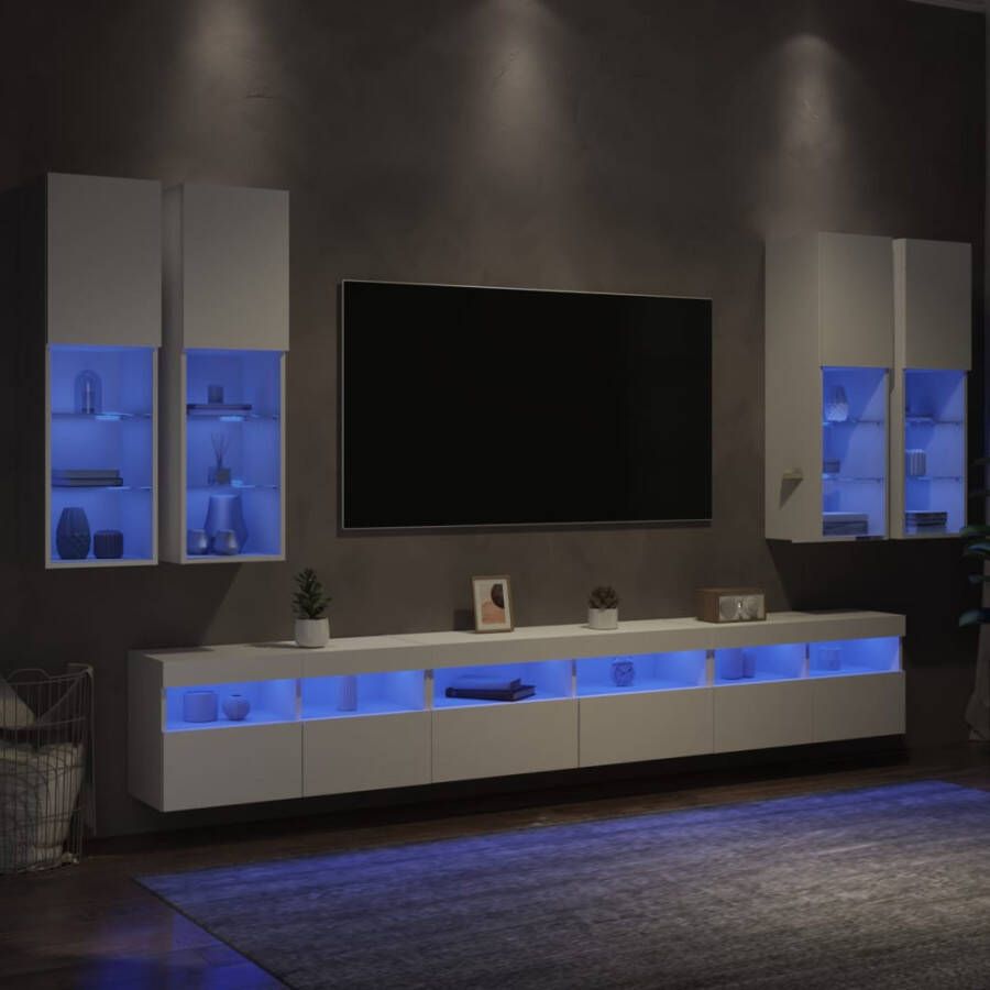 VidaXL -7-delige-Tv-wandmeubelset-met-LED-verlichting-wit