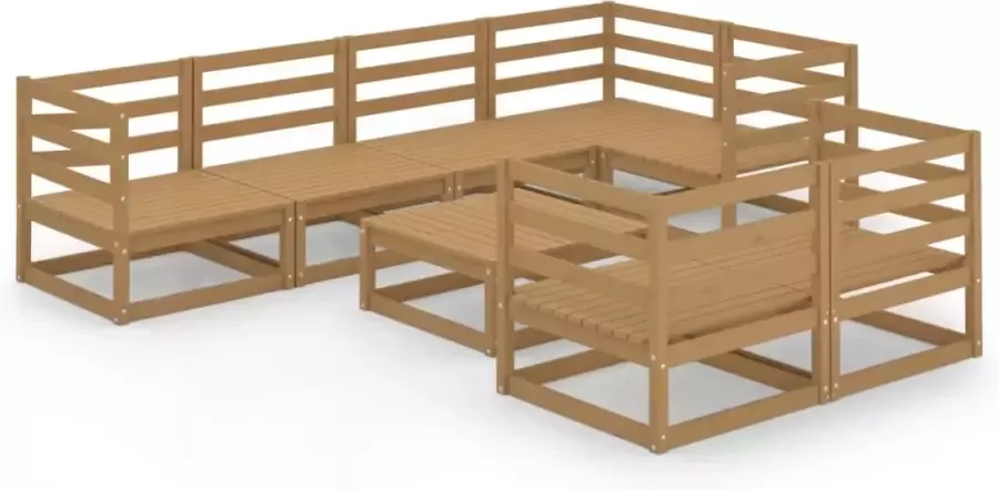 VidaXL 8-delige Loungeset massief grenenhout honingbruin - Foto 3