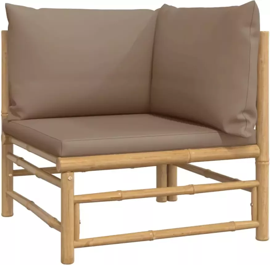 VIDAXL 8-delige Loungeset met kussens bamboe taupe