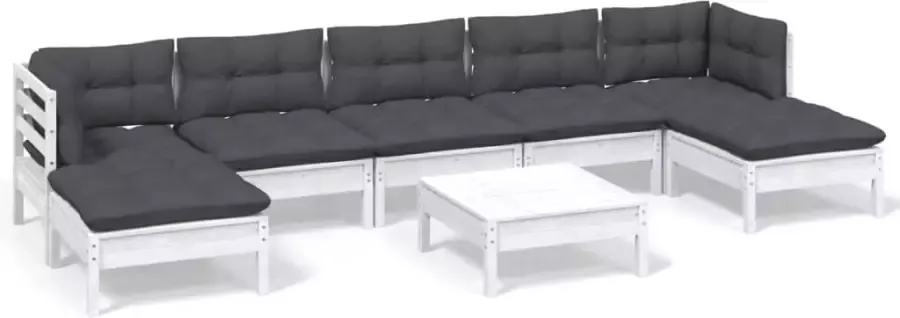 VidaXL 8-delige Loungeset met kussens grenenhout wit - Foto 2