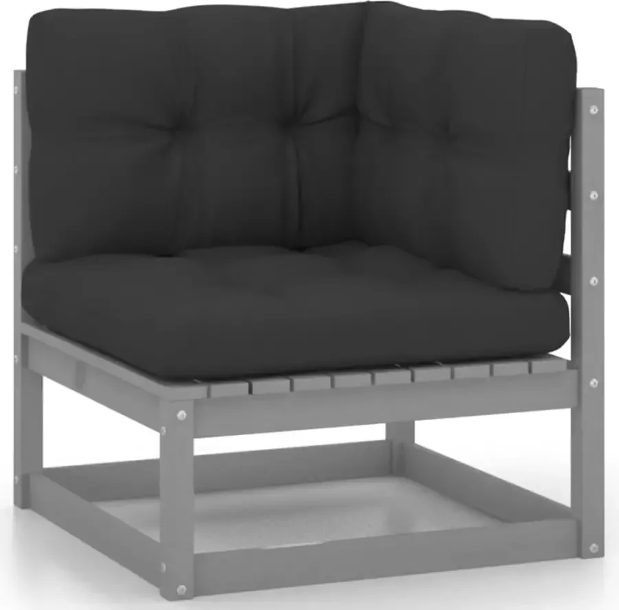 VIDAXL 8-delige Loungeset met kussens massief grenenhout grijs - Foto 2