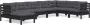 VIDAXL 8-delige Loungeset met kussens massief grenenhout zwart - Thumbnail 2