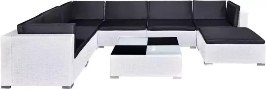 VIDAXL 8-delige Loungeset met kussens poly rattan wit - Foto 3