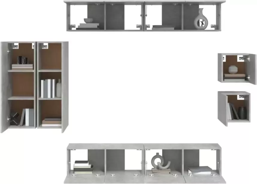 VidaXL -8-delige-Tv-meubelset-bewerkt-hout-betongrijs - Foto 4