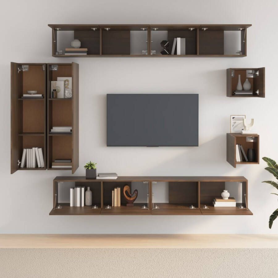 VidaXL -8-delige-Tv-meubelset-bewerkt-hout-bruin-eikenkleur