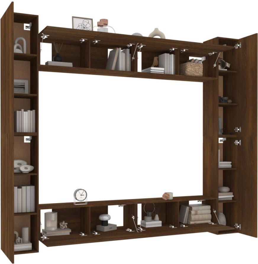 VidaXL -8-delige-Tv-meubelset-bewerkt-hout-bruin-eikenkleur