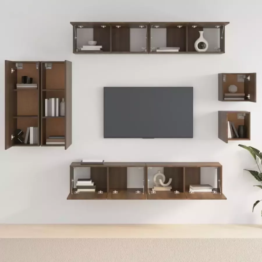 VidaXL -8-delige-Tv-meubelset-bewerkt-hout-bruineikenkleurig - Foto 2