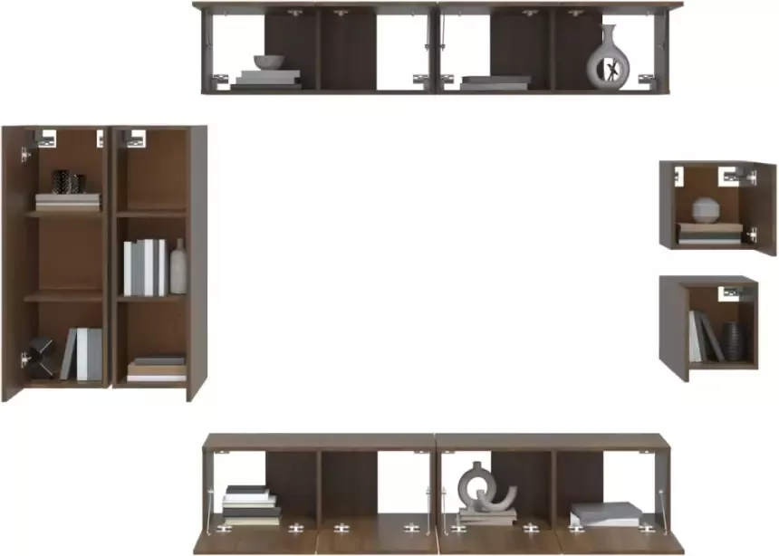 VidaXL -8-delige-Tv-meubelset-bewerkt-hout-bruineikenkleurig - Foto 4
