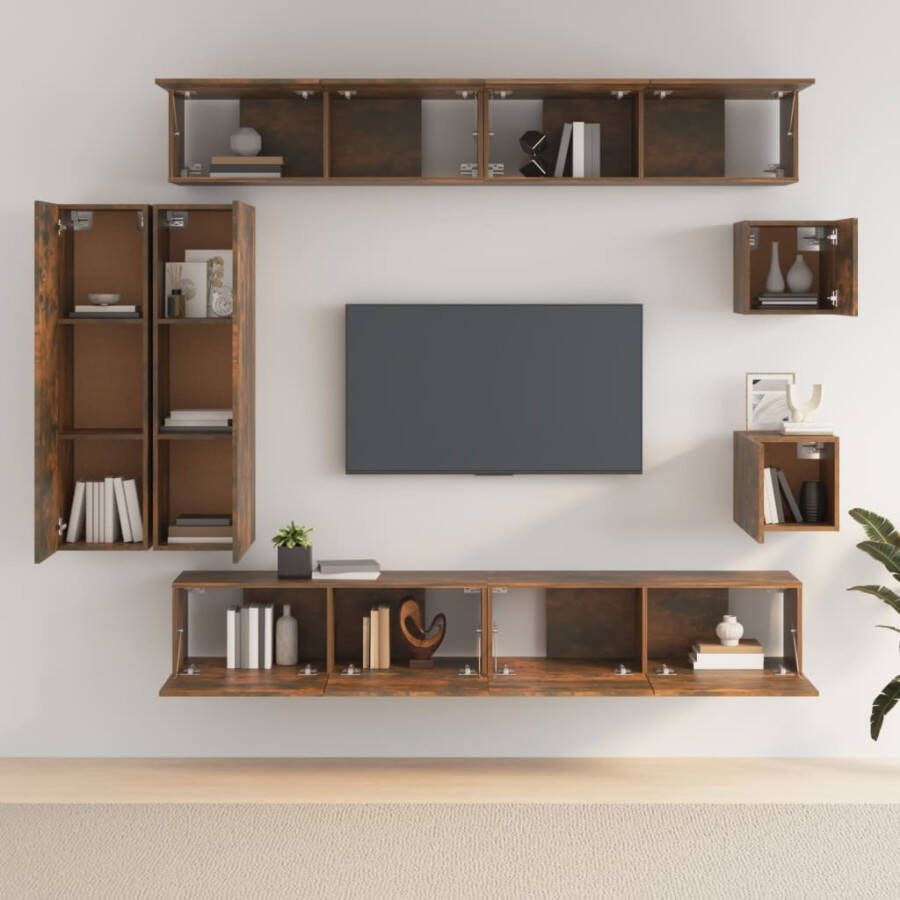 VidaXL -8-delige-Tv-meubelset-bewerkt-hout-gerookt-eikenkleurig